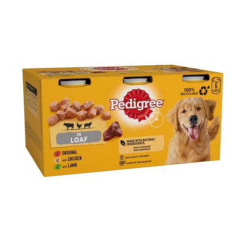 Pedigree Adult Wet Dog Food Tins Mixed in Loaf 6 x 400g