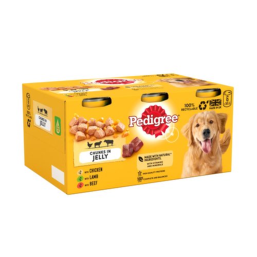 Pedigree Adult Wet Dog Food Tins Mixed in Jelly 6 x 385g