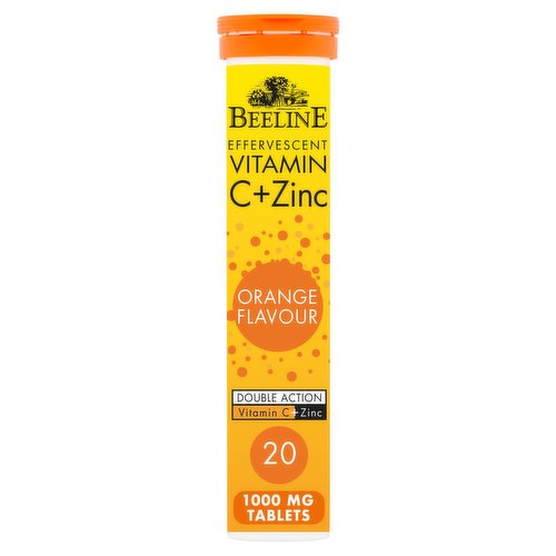 Beeline Effervescent Vitamin C + Zinc Orange Flavour 1000mg 20 Tablets