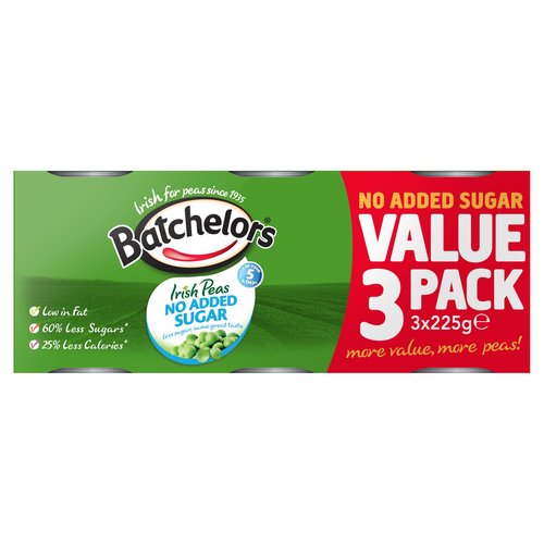 Batchelors Irish Peas No Added Sugar 3 x 225g