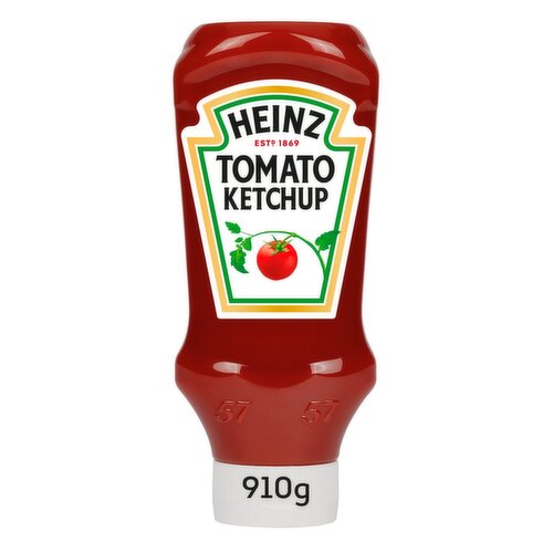Tomato Ketchup.<br/><br/><b>Further Description</b><br/>Check out our tomato ketchup recipes at Heinz.co.uk<br/><br/><b>Features</b><br/>Perfect with a burger and chips or as a glaze for chicken wings<br/>For a brand-new taste adventure, try our Heinz Gourmet Ketchup range - three delicious new sauces bursting with sophisticated flavours!<br/>Absolutely no artificial colours, flavours, preservatives or thickeners<br/>No Artificial Colours, Flavours, Preservatives or Thickeners<br/>Vegetarian - Vegan - Gluten Free<br/><br/><b>Lifestyle</b><br/>Kosher<br/><br/><b>Pack Size</b><br/>910g ℮<br/><br/><b>Usage Other Text</b><br/>Servings per bottle - 60<br/><br/><b>Usage Count</b><br/>Number of uses - Servings - 60<br/><br/><br/><b>Ingredients</b><br/>Tomatoes (148g per 100g Tomato Ketchup)<br/>Spirit Vinegar<br/>Sugar<br/>Salt<br/>Spice and Herb Extracts (contain <span style='font-weight: bold;'>Celery</span>)<br/>Spice<br/><br/><b>Storage Type</b><br/>Ambient<br/><br/><b>Storage</b><br/>After opening refrigerate and eat within 8 weeks.<br/>
For Best Before date: see cap<br/><br/><b>Preparation and Usage</b><br/>Shake Well Before Use.<br/><br/><b>Company Name</b><br/>H.J. Heinz Foods UK Ltd. / H.J. Heinz Company (Ireland) Ltd.<br/><br/><b>Company Address</b><br/>H.J. Heinz Foods UK Ltd.,<br/>
London,<br/>
SE1 9SG.<br/>
<br/>
H.J. Heinz Company (Ireland) Ltd.,<br/>
Avoca Court,<br/>
Blackrock,<br/>
Co. Dublin.<br/><br/><b>Return To</b><br/>H.J. Heinz Foods UK Ltd., <br/>
London,<br/>
SE1 9SG.<br/>
<br/>
H.J. Heinz Company (Ireland) Ltd., <br/>
Avoca Court,<br/>
Blackrock,<br/>
Co. Dublin.<br/>