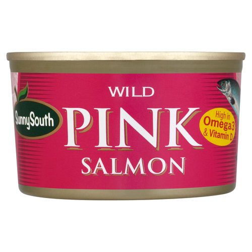 Wild Pink Salmon<br/><br/><b>Nutritional Claims</b><br/>High in omega 3 & vitamin D<br/><br/><b>Features</b><br/>High in omega 3 & vitamin D<br/><br/><b>Pack Size</b><br/>212g ℮<br/><br/><b>Usage Other Text</b><br/>This can contains 2 servings<br/><br/><b>Usage Count</b><br/>Number of uses - Servings - 2<br/><br/><br/><b>Ingredients</b><br/>Pink Salmon (<span style='font-weight: bold;'>Fish</span>) (Oncorhynchus Gorbuscha, 99%)<br/>Salt<br/><br/><b>Allergy Advice</b><br/>Please see ingredients in <span style='font-weight: bold;'>bold</span> for allergens<br/><br/><br/><b>Storage Type</b><br/>Ambient<br/><br/><b>Storage</b><br/>Once opened keep refrigerated<br/>
Remove from can and place in a non-metallic container and consume within 24 hours.<br/>
For best before date see end of can<br/><br/><b>Origin</b><br/>Produced from fish caught in the North Pacific Ocean<br/><br/><b>Company Name</b><br/>Sunny South<br/><br/><b>Company Address</b><br/>PO Box No. 3535,<br/>
Dublin 11,<br/>
Ireland.<br/><br/><b>Return To</b><br/>Sunny South,<br/>
PO Box No. 3535,<br/>
Dublin 11,<br/>
Ireland.<br/>
