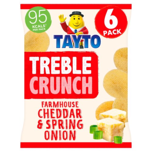 Tayto Treble Crunch Farmhouse Cheddar & Spring Onion Multipack Snacks 6pack 120g