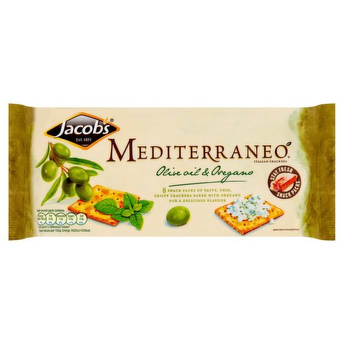 Jacob's Mediterraneo Italian Crackers Olive Oil & Oregano 8 x 31.25g (250g)