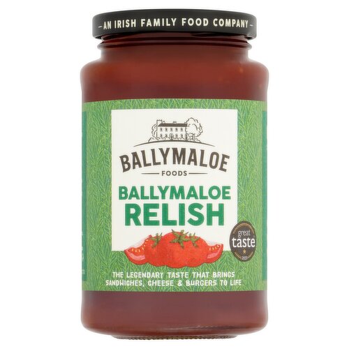 Original Relish<br/><br/><b>Nutritional Claims</b><br/>Fat Free<br/><br/><b>Features</b><br/>Great taste 2020<br/>The Legendary Taste that Brings Sandwiches, Cheese & Burgers to Life<br/>Guaranteed Irish<br/>Made with Natural Ingredients<br/>Fat Free<br/>Gluten Free<br/>Suitable for Vegans<br/><br/><b>Lifestyle</b><br/>Gluten free<br/>Suitable for Vegans<br/><br/><b>Pack Size</b><br/>490g ℮<br/><br/><br/><b>Ingredients</b><br/>Tomatoes (62%)<br/>Vinegar<br/>Sugar<br/>Onions<br/>Sultanas<br/>Tomato Puree (6%)<br/>Sea Salt<br/><span style='font-weight: bold;'>Mustard Seed</span><br/>Spices<br/><br/><b>Allergy Advice</b><br/>For allergens, please see ingredients in <span style='font-weight: bold;'>bold</span><br/><br/><br/><b>Safety Warning</b><br/>TAMPER EVIDENT SAFETY BUTTON<br/>
BUTTON POPS UP WHEN ORIGINAL SEAL IS BROKEN<br/><br/><b>Storage Type</b><br/>Ambient<br/><br/><b>Storage</b><br/>Best before: See top.<br/>
Once opened, keep in the fridge and enjoy within 6 months.<br/><br/><b>Preparation and Usage</b><br/>Delicious with cheese, sandwiches, cold meats and burgers.<br/><br/><b>Company Name</b><br/>Little Island Relish Ltd<br/><br/><b>Company Address</b><br/>Little Island Relish Ltd,<br/>
W5 2UA.<br/><br/><b>Durability after Opening</b><br/>Consume Within - Months - 6<br/><br/><b>Web Address</b><br/>www.ballymaloefoods.ie<br/><br/><b>Return To</b><br/>Little Island Relish Ltd,<br/>
W5 2UA.<br/>
www.ballymaloefoods.ie<br/>