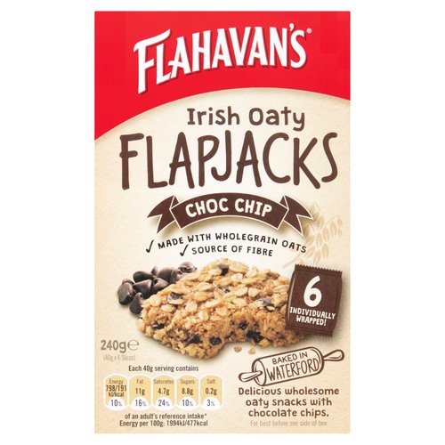 Flahavan's Irish Oaty Flapjacks Choc Chip 6 x 40g (240g)