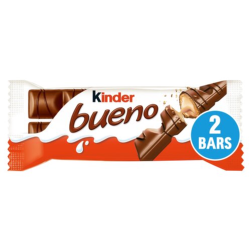 Kinder Bueno Milk Chocolate and Hazelnuts Single Bar 2 Finger x 21.5g (43g)