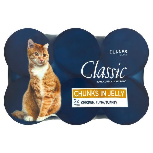 Dunnes Stores Classic Cat Food Chunks in Jelly Mixed Selection - Adult- 6 x 400g (2.4kg)