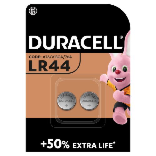 Duracell Specialty LR44 Alkaline Button Battery 1,5V, pack of 2 (76A / A76 / V13GA)