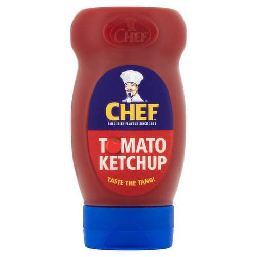 Tomato Ketchup<br/><br/><b>Features</b><br/>Made in Ireland to chef's secret recipe<br/>The original & favourite zingy ketchup<br/>Gluten free<br/><br/><b>Pack Size</b><br/>390g ℮<br/><br/><b>Usage Other Text</b><br/>This pack contains an average of 26 servings.<br/><br/><b>Usage Count</b><br/>Number of uses - Servings - 26<br/><br/><br/><b>Ingredients</b><br/>Tomatoes (140g per 100g Ketchup)<br/>Sugar<br/><span style='font-weight: bold;'>Barley</span> Malt Vinegar<br/>Vinegar<br/>Modified Maize Starch<br/>Salt<br/>Spices<br/><br/><b>Allergy Advice</b><br/>For allergens, see ingredients in <span style='font-weight: bold;'>bold</span><br/><br/><br/><b>Allergy Text</b><br/>Made on equipment that also processes eggs and mustard<br/><br/><br/><b>Storage Type</b><br/>Ambient<br/><br/><b>Storage</b><br/>Refrigerate after opening and consume within 8 weeks.<br/>
Best Before: See Cap.<br/><br/><b>Preparation and Usage</b><br/>Shake well before use.<br/><br/><b>Company Name</b><br/>Valeo Foods<br/><br/><b>Company Address</b><br/>Merrywell Industrial Estate,<br/>
Ballymount,<br/>
Dublin 12.<br/><br/><b>Telephone Helpline</b><br/>1800 855 706<br/><br/><b>Web Address</b><br/>www.valeofoods.com<br/><br/><b>Return To</b><br/>Valeo Foods,<br/>
Merrywell Industrial Estate,<br/>
Ballymount,<br/>
Dublin 12.<br/>
www.valeofoods.com<br/>
Customer Care Freephone<br/>
1800 855 706<br/>