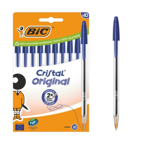  PACK BIC CRISTAL RE NEW - BLEU 1 STYLO-BILLE BIC CRISTAL RE NEW  + 2 RECHARGES - POINTE MOYENNE (1.0MM) : Tools & Home Improvement