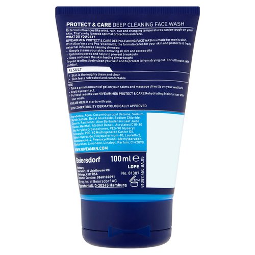 Nivea Men Protect & Care Deep Cleaning Face Wash 100ml