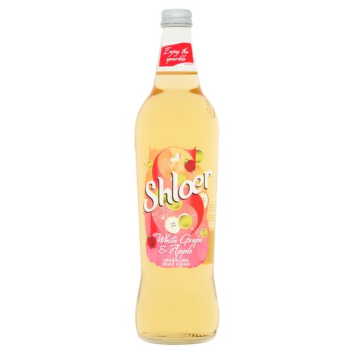 Non-alcoholic sparkling apple and white grape juice drink with naturally sourced sweetener.<br/><br/><b>Features</b><br/>Enjoy the sparkle<br/>Free from artificial colours, flavourings and preservatives<br/>Suitable for vegetarians and vegans<br/><br/><b>Lifestyle</b><br/>Suitable for Vegans<br/>Suitable for Vegetarians<br/><br/><b>Pack Size</b><br/>750ml ℮<br/><br/><br/><b>Ingredients</b><br/>Carbonated Water<br/>Apple Juice from Concentrate (30%)<br/>White Grape Juice from Concentrate (15%)<br/>Natural Flavourings<br/>Malic Acid<br/>Antioxidant: Ascorbic Acid<br/>Sweetener: Steviol Glycosides (Stevia Leaf Extract)<br/><br/><b>Storage Type</b><br/>Ambient<br/><br/><b>Storage</b><br/>Please store upright in a cool place out of direct sunlight. Contents under pressure. Open with care pointing away from face. Refrigerate after opening and consume within 3 days.<br/><br/><b>Preparation and Usage</b><br/>Served chilled.<br/><br/>Packed In - United Kingdom<br/><br/><b>Origin</b><br/>Packed in the UK<br/><br/><b>Company Name</b><br/>Shloer / SHS Sales & Marketing Ltd.<br/><br/><b>Company Address</b><br/>Shloer,<br/>
A division of Merrydown PLC.,<br/>
Admail 4219,<br/>
Glos.,<br/>
GL3 1FD.<br/>
<br/>
SHS Sales & Marketing Ltd.,<br/>
Unit Q1 Aerodrome Bus. Park,<br/>
Rathcoole,<br/>
Ireland.<br/><br/><b>Durability after Opening</b><br/>Consume Within - Days - 3<br/><br/><b>Web Address</b><br/>www.shloer.com<br/><br/><b>Return To</b><br/>Shloer,<br/>
A division of Merrydown PLC.,<br/>
Admail 4219,<br/>
Glos.,<br/>
GL3 1FD.<br/>
<br/>
SHS Sales & Marketing Ltd.,<br/>
Unit Q1 Aerodrome Bus. Park,<br/>
Rathcoole,<br/>
Ireland.<br/>
www.shloer.com<br/>