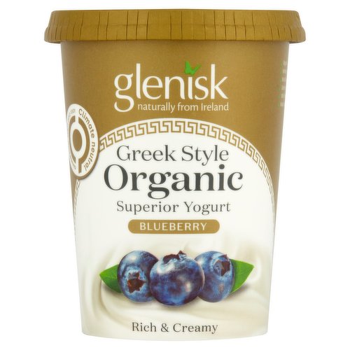 Glenisk Greek Style Organic Superior Yogurt Blueberry 450g