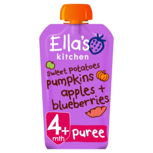 Ella's Kitchen Organic Sweet Potatoes, Pumpkin, Apples and Blueberries Baby Food Pouch 4+ Months 120g