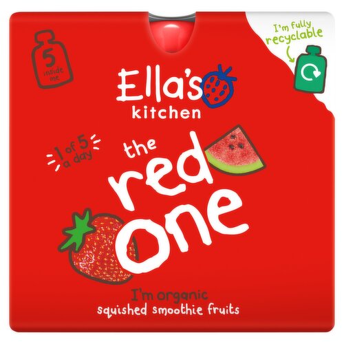 Ella's Kitchen Organic The Red One Smoothie Multipack Baby Food Pouch 6+ Months 5x90g