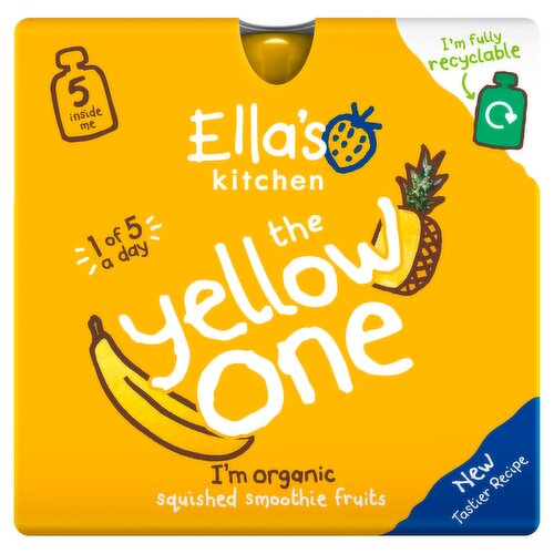 Ella's Kitchen Organic The Yellow One Smoothie Multipack Baby Food Pouch 6+ Months 5x90g