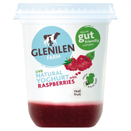 Glenilen Farm Live Natural Yoghurt with Raspberries 500g