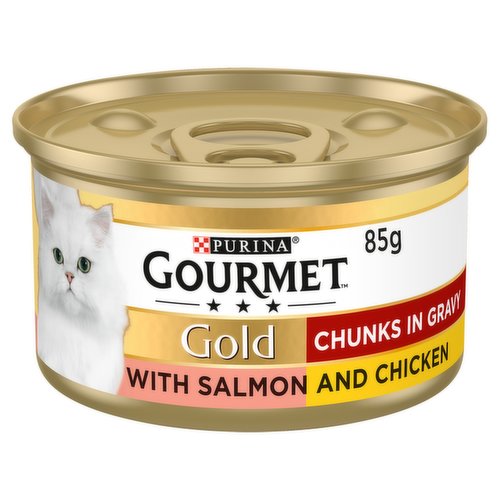 GOURMET Gold Chunks in Gravy Salmon and Chicken Wet Cat Food 85g