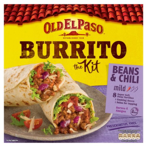 Old El Paso Burrito Kit Bean & Chilli Mild 620g