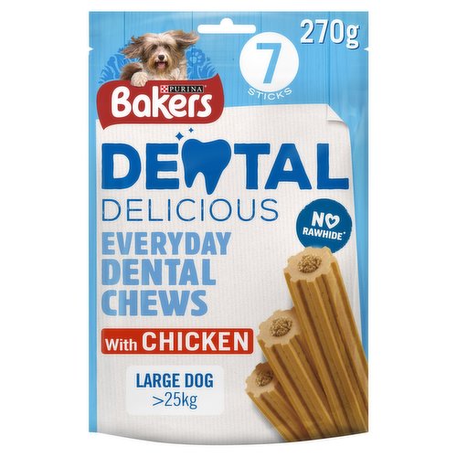 BAKERS Dental Delicious Large Chicken Dog Chews 270g