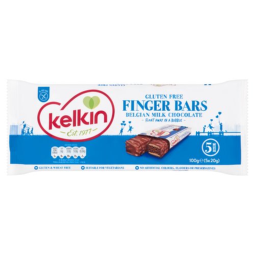 Kelkin Gluten Free Finger Bars Belgian Milk Chocolate 5 x 20g (100g)