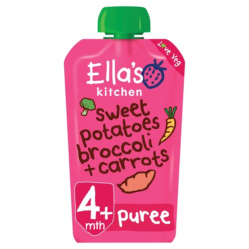 Ella's Kitchen Organic Sweet Potatoes, Broccoli and Carrots Baby Food Pouch 4+ Months 120g
