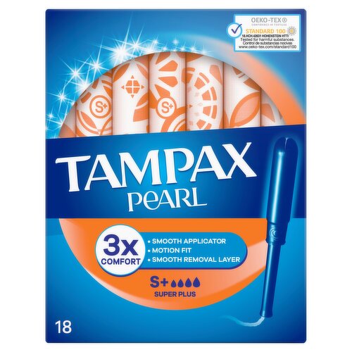 Tampax Pearl Super Plus Tampons With Applicator X 18