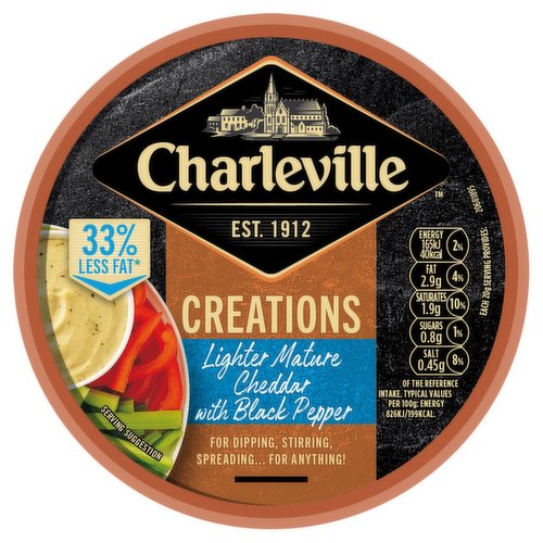 Charleville Creations Lighter Mature Cheddar with Black Pepper 125g -  Dunnes Stores