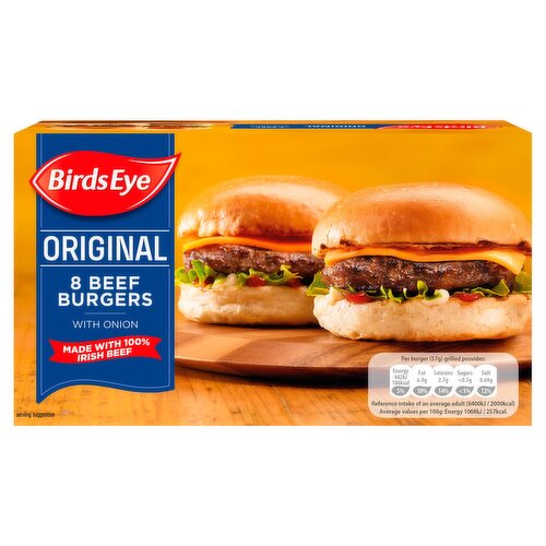 Birds Eye 8 Original Beef Burgers with Onion 454g