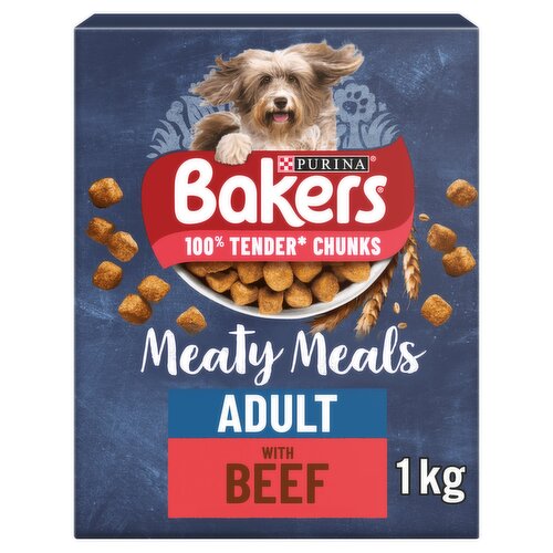 BAKERS Meaty Meals Beef Dry Dog Food 1kg