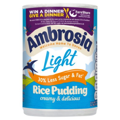 Ambrosia Ready To Serve Light Rice Pudding Can 400g