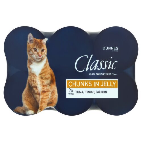 Dunnes Stores Classic Cat Food Chunks in Jelly with Fish Selection- Adult 6 x 400g (2.4kg)