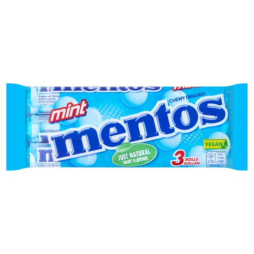 Mentos Chewy Dragees Mint Flavour 3 x 38g