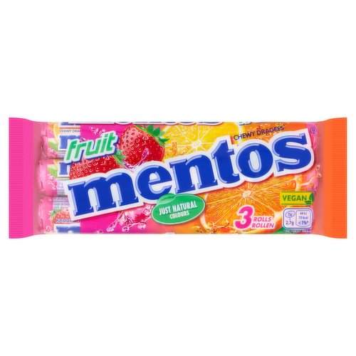 Mentos Chewy Dragees Fruit 3 x 38g