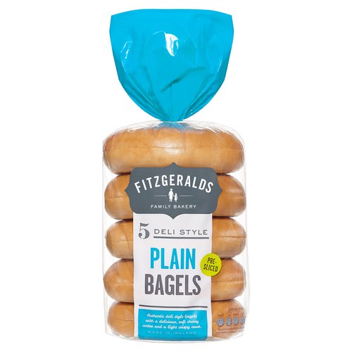 Fitzgeralds Family Bakery 5 Deli Style Plain Bagels 425g