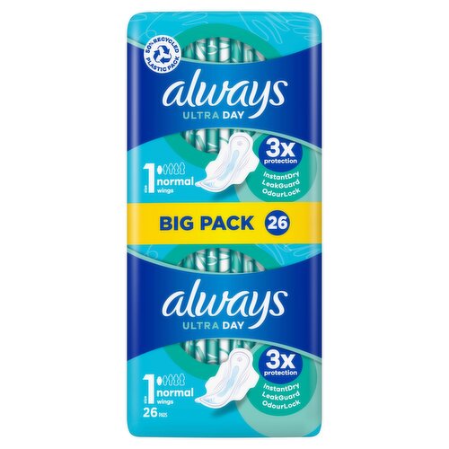 Always Ultra Normal Sanitary Towels Pads With Wings Size 1