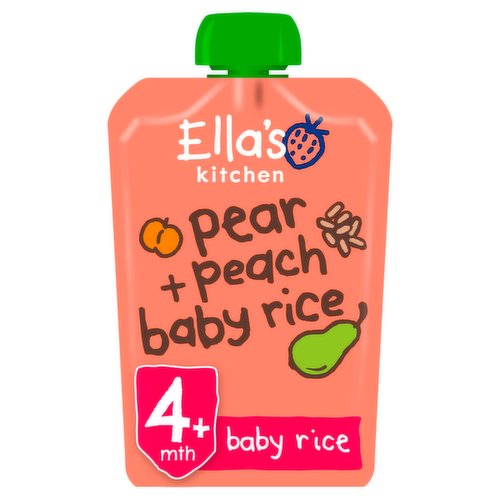 Ella's Kitchen Organic Pear and Peach Baby Rice Baby Food Pouch 4+ Months 120g