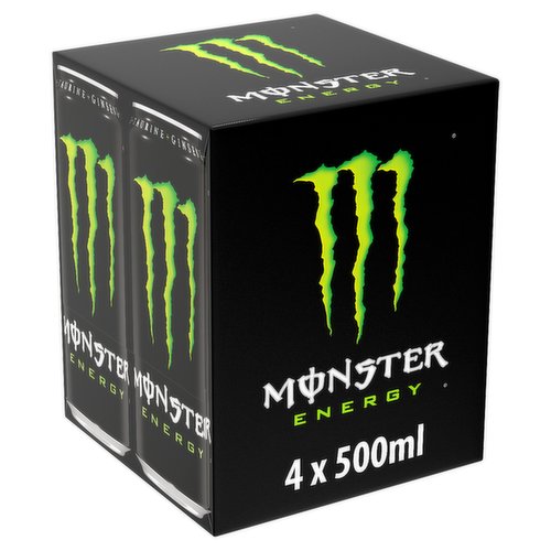Carbonated Energy Drink with Taurine, L-Carnitine, Caffeine, Ginseng and B Vitamins with Sugars and Sweetener.<br/><br/><b>Lifestyle</b><br/>Suitable for Sufferers of Lactose Intolerance<br/>Suitable for Vegans<br/>Suitable for Vegetarians<br/><br/><b>Pack Size</b><br/>500ml ℮<br/><br/><b>Recycling Info</b><br/>Pack - Recyclable<br/><br/><br/><b>Ingredients</b><br/>Carbonated Water<br/>Sucrose<br/>Glucose Syrup<br/>Citric Acid<br/>Natural Flavourings<br/>Taurine (0.4%)<br/>Acidity Regulator (Sodium Citrate)<br/>Panax Ginseng Root Extract (0.08%)<br/>L-Carnitine L-Tartrate (0.04%)<br/>Caffeine (0.03%)<br/>Preservatives (Sorbic Acid, Benzoic Acid)<br/>Colour (Anthocyanins)<br/>Vitamin (B3, B6, B2, B12)<br/>Sodium Chloride<br/>D-Glucronolactone<br/>Guarana Seed Extract (0.002%)<br/>Inositol<br/>Sweetener (Sucralose)<br/><br/><b>Number of Units</b><br/>4<br/><br/><b>Safety Warning</b><br/>HIGH CAFFEINE CONTENT. NOT RECOMMENDED FOR CHILDREN, PREGNANT OR BREASTFEEDING WOMEN, OR PEOPLE SENSITIVE TO CAFFEINE (32mg/100ml. CONSUME RESPONSIBLY.<br/><br/><b>Storage Type</b><br/>Ambient<br/><br/><b>Storage</b><br/>Store in a cool dry place<br/>
Best Before End - See Base of Can for Date<br/><br/>Country of Origin - Produce of the EU<br/><br/><b>Origin</b><br/>Manufactured in the EU<br/><br/><b>Company Name</b><br/>Monster Energy Limited<br/><br/><b>Company Address</b><br/>South Bank House,<br/>
Barrow Street,<br/>
Dublin 4,<br/>
Ireland.<br/><br/><b>Return To</b><br/>Monster Energy Limited,<br/>
South Bank House,<br/>
Barrow Street,<br/>
Dublin 4,<br/>
Ireland.<br/>