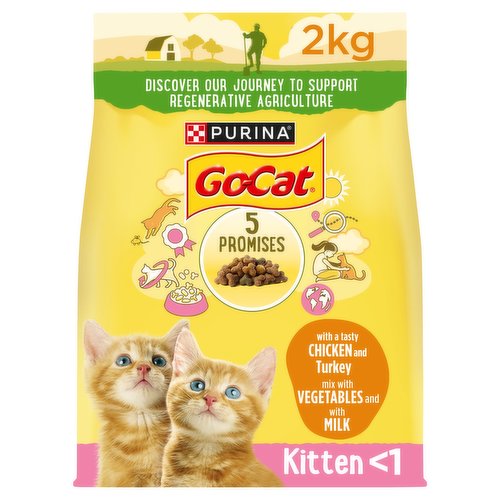 GO-CAT Kitten Chicken, Turkey and Milk Dry Cat Food 2kg