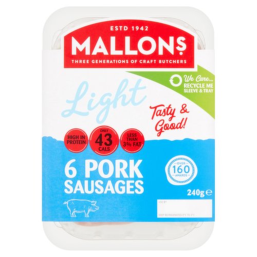 Mallons 6 Light Pork Sausages 240g