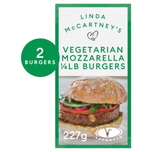 Linda McCartney's 2 Vegetarian Quarter Pounder Mozzarella Burger 227g