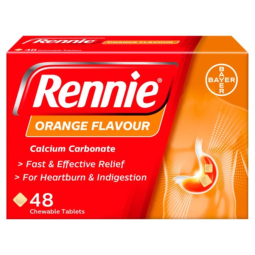 Rennie Orange 500mg 48 Chewable Tablets