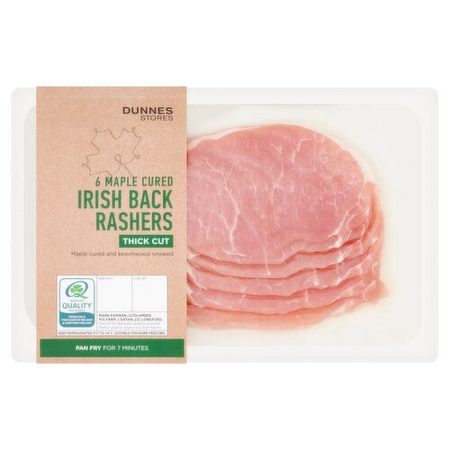 Dunnes Stores 6 Maple Cured Thick Cut Irish Back Rashers 300g