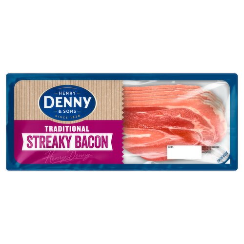 Henry Denny & Sons 8 Traditional Streaky Bacon Slices 150g