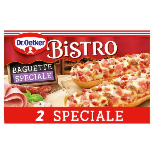 Baguettes with Edam cheese, onion, ham and salami, quick-frozen.<br/><br/><b>Features</b><br/>No added Colours<br/>No Flavour Enhancers<br/><br/><b>Pack Size</b><br/>125g ℮<br/><br/><br/><b>Ingredients</b><br/><span style='font-weight: bold;'>WHEAT</span> Flour<br/>Water<br/>10 % <span style='font-weight: bold;'>EDAM CHEESE</span><br/>9.5 % Tomato Concentrate<br/>5.6 % Tomato Purée<br/>4.8 % Onions<br/>4.0 % Mushrooms<br/>4.0 % Cooked Ham (Pork, Water, Salt, Dextrose, Stabilisers (Sodium Nitrite, Diphosphates, Triphosphates), Antioxidant (Sodium Ascorbate), Spice Extract, Smoke Flavouring)<br/>4.0 % Pepperoni-Salami (Pork, Pork Fat, Salt, Spices, Dextrose, Garlic Powder, Onion Powder, Spice Extract, Stabiliser (Sodium Nitrite), Antioxidant (Extract of Rosemary), Smoke)<br/>Rapeseed Oil<br/>Salt<br/>Baker's Yeast<br/>Modified Starch<br/>Sugar<br/>Emulsifier (Mono- and Diglycerides of Fatty Acids)<br/>Garlic<br/>Dextrose<br/>Pepper<br/>Oregano<br/>Basil<br/><br/><b>Number of Units</b><br/>2<br/><br/><b>Storage Type</b><br/>Frozen<br/><br/><b>Storage and Usage Statements</b><br/>Keep Frozen<br/><br/><b>Storage</b><br/>-18°C (*** compartment or freezer) best before end: date marked on side flap.<br/>
Do not refreeze after defrosting.<br/><br/><b>Storage Conditions</b><br/>Max Temp °C -18<br/><br/><b>Cooking Guidelines</b><br/>Cooking Instructions - General - - Take baguettes out of the foil before preparation.<br/>Other - From Frozen - Air Fryer<br/>
- Preheat to 200 °C and cook for 7-10 minutes.<br/>Oven cook - From Frozen - - Preheat the oven.<br/>
- Place the deep-frozen baguettes (best with baking paper) on the middle rack of the oven. Baking time: 14-16 minutes<br/><br/><b>Company Name</b><br/>Dr. Oetker Ireland Ltd.<br/><br/><b>Company Address</b><br/>Unit 13,<br/>
Block E,<br/>
Calmount Park,<br/>
Ballymount,<br/>
Dublin 12,<br/>
D12 PK27.<br/><br/><b>Web Address</b><br/>www.oetker.ie<br/><br/><b>Return To</b><br/>Dr. Oetker Ireland Ltd.,<br/>
Unit 13,<br/>
Block E,<br/>
Calmount Park,<br/>
Ballymount,<br/>
Dublin 12,<br/>
D12 PK27.<br/>
www.oetker.ie<br/>
crt@oetker.ie<br/>