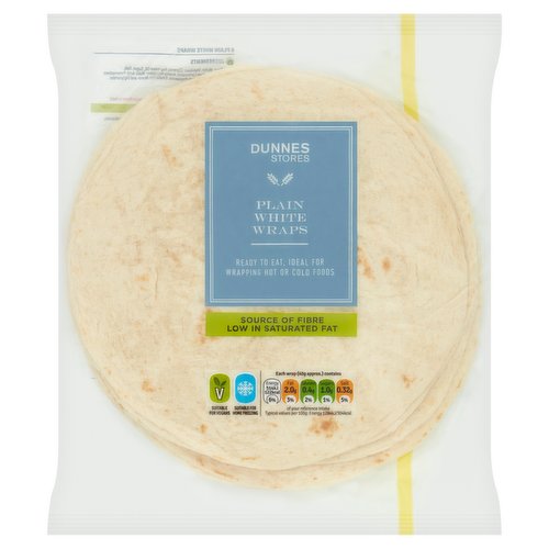 Dunnes Stores Plain White Wraps 320g