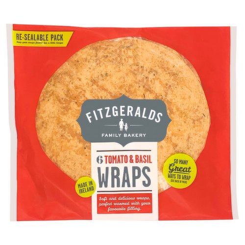 Fitzgeralds Family Bakery 6 Tomato & Basil Wraps 370g