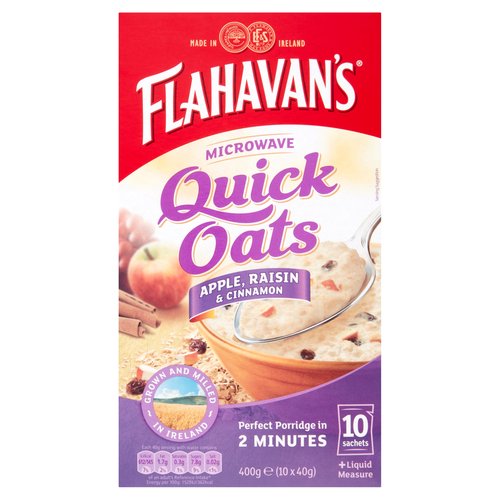 Flahavan's Microwave Quick Oats Apple, Raisin & Cinnamon 10 x 40g (400g)