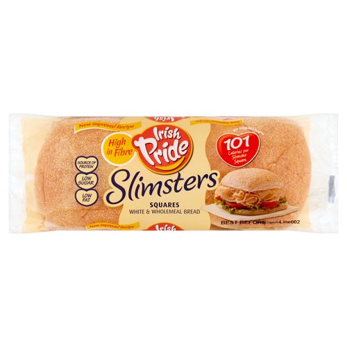 Irish Pride Slimsters Squares White & Wholemeal Bread 164g